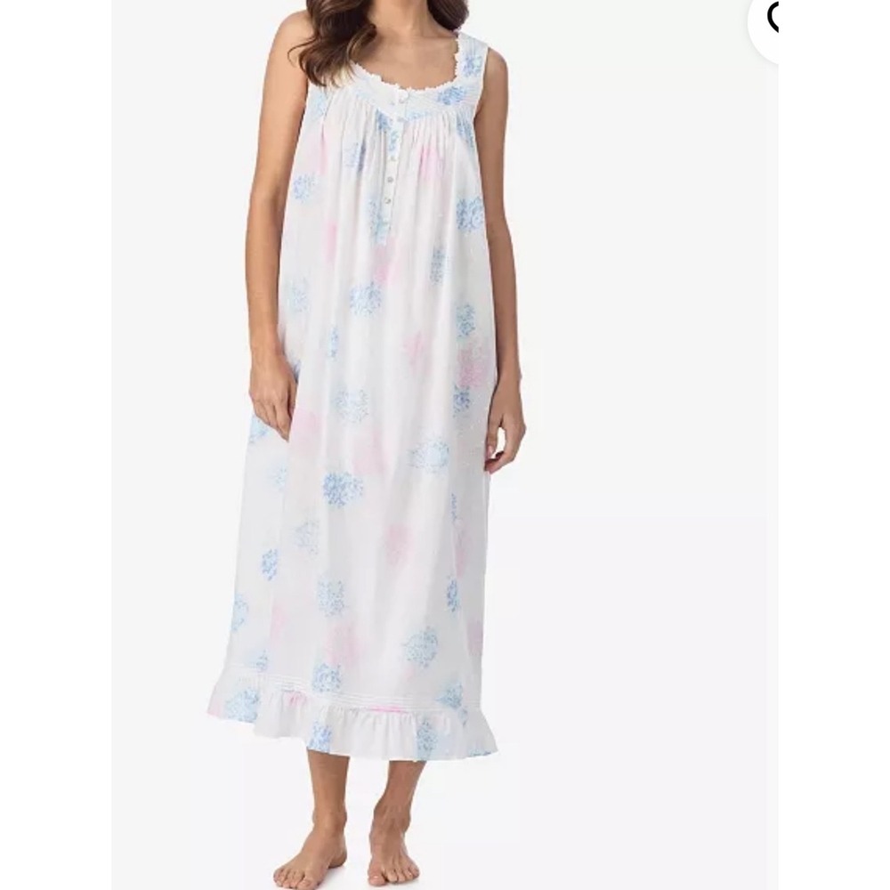 Eileen West Nightgown Lawn Ballet Lace hydrangea floral Cotton E5220087 Medium
